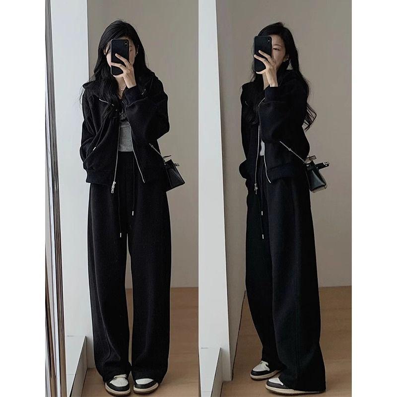 

2025 Autumn Plus-Size Women s Tea-Colored Sweatshirt Two-Piece Set M