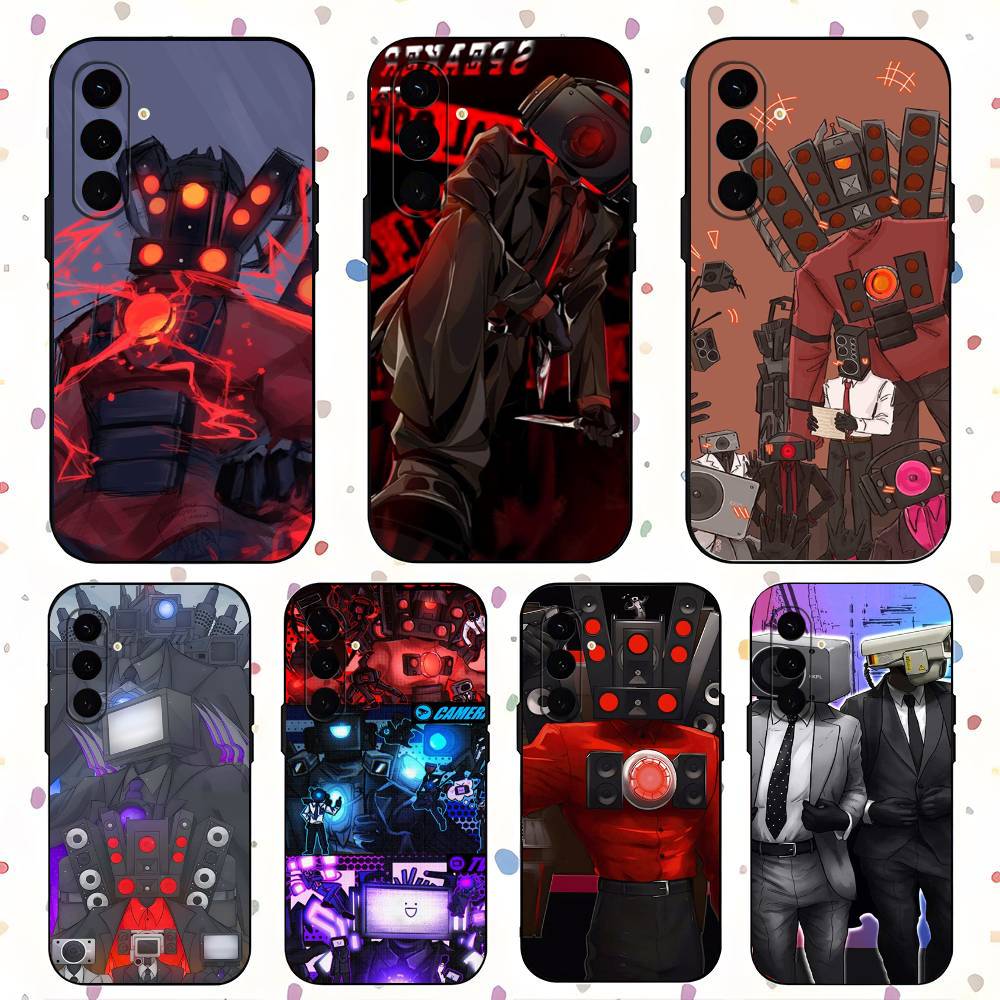 S-Skibidi T-Toilet For Samsung Galaxy S23 S24 S25 Ultra S22 Plus S21 Black Soft Case Waterproof Soft Case