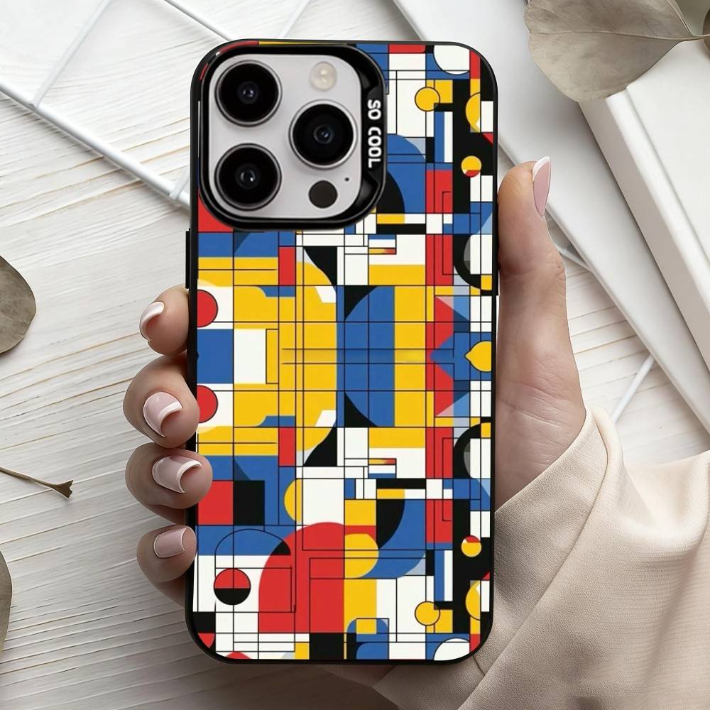 Grid T-TOPLBPCS M-Mondrian  Phone Case For iPhone17,16,15,14,13,12,11 Plus,Pro Max Black Candy silver phone case