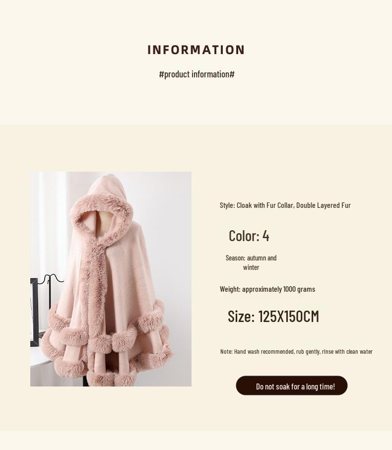 Chal de Punto con Cuello de Piel y Capa para Mujer - Versátil Cálido Bidireccional Otoño/Invierno