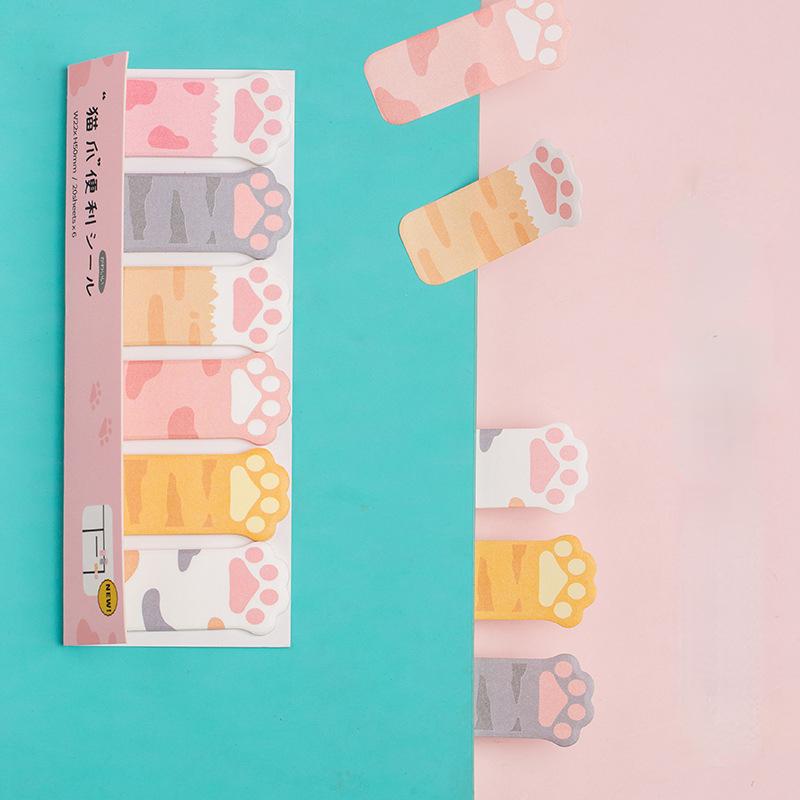 1 Piece Kawaii Stationery Cartoon Cat Paw Memo Pad Bookmark Flags Index Tab Sticky Notes Label Paper Stickers
