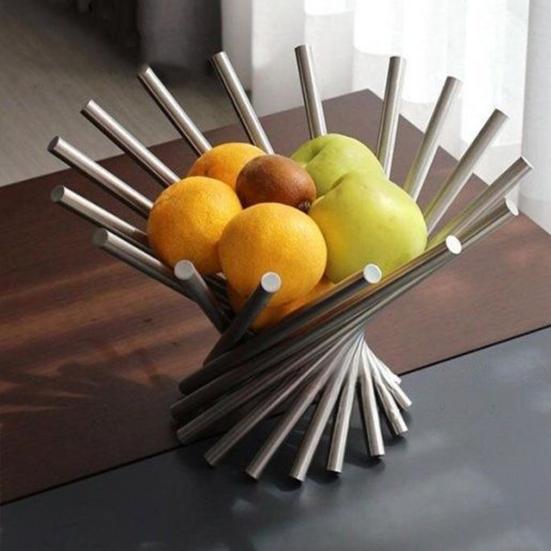 Yousheng Fruit Basket for Kitchen Counter Stainless Steel Fruit Bowl Folded Rotation Fruit Stand Holder Decorative Bread Vegetables Snacks Storage