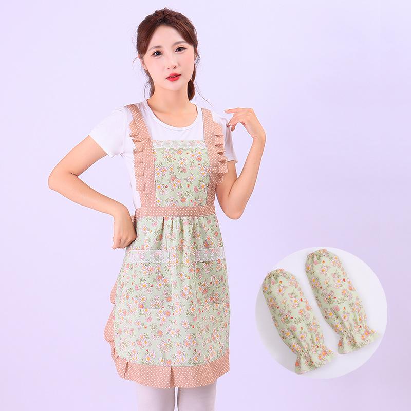 New Cute Floral Apron Breathable Home Kitchen Cooking Can Wipe Hands Waist Thickened Wear-resistant Work Clothes
