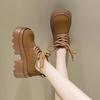 Aphixta 2024 Cow Suede Casual Sneakers Women's Shoes 8cm Platform Chunky Sole Warm Winter Boots Thick Sole Lace Up Shoes Woman