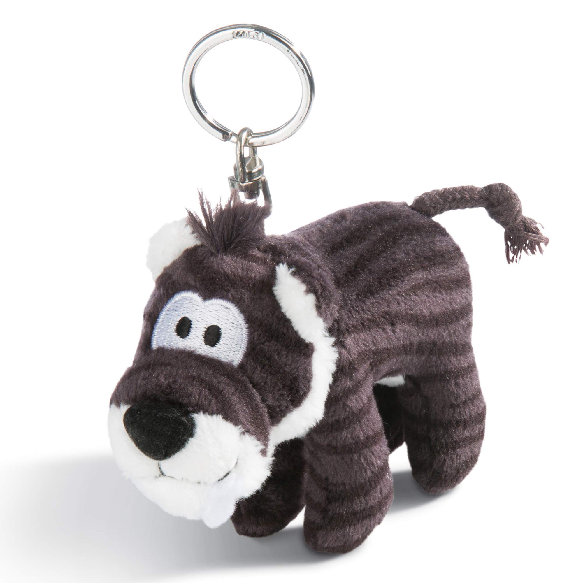 NICI Rodriguez Saber-Toothed Tiger Key Ring, 10cm, German, Plush Toy Gift, Bean Bag Key Ring, Saber-Toothed Tiger, 3045311