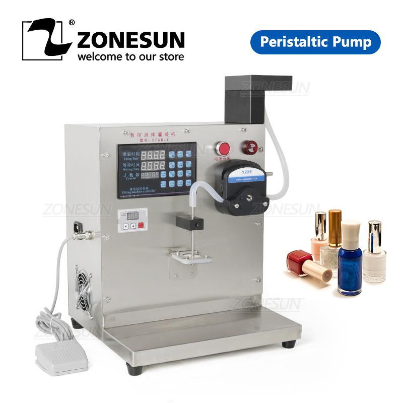 ZONESUN Semi Automatic Filling Machine Peristaltic Pump Nail Polish Thick Liquid Honey Single Nozzle Pigment Vial Bottle Filler