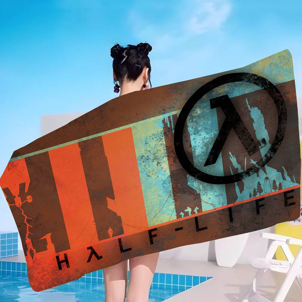Game H-Half Life Anime Beach Swimming Towel Soft Absorbent Washcloth Children's Gifts for Kids Travel Camping Gym