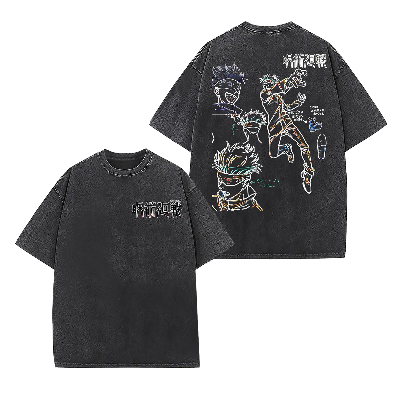 

Аниме Магическая битва Годжо Сатору Графическая футболка Мужская Манга Оверсайз Футболки Выстиранный хлопок Футболка Харадзюку Мужская Винтажная футболка XXL чёрный/белый