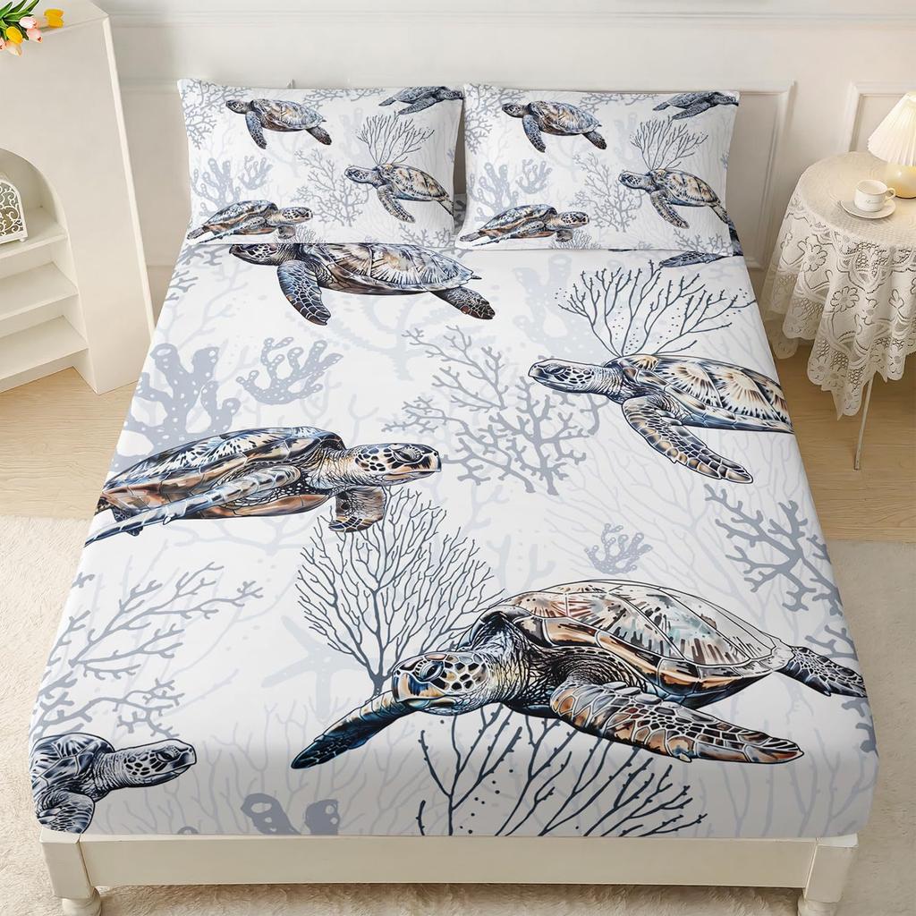 Undersea Creature Dolphin Pattern Mattress Three-Piece Digital Printing Bedding Set Adult Children