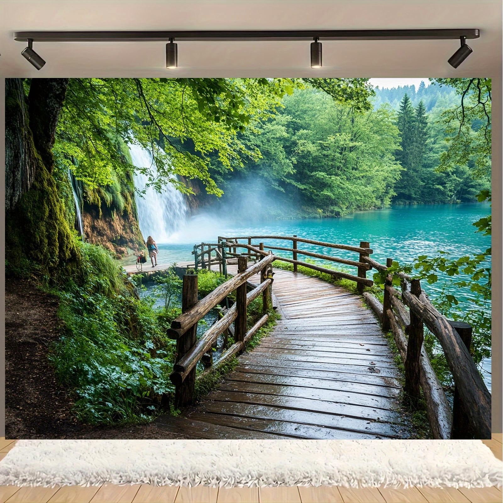 1 piece of natural photography backdrop - - - Real forest waterfall and wooden bridge scene - - - No power supply required 47.2x31.5inch/120*80cm