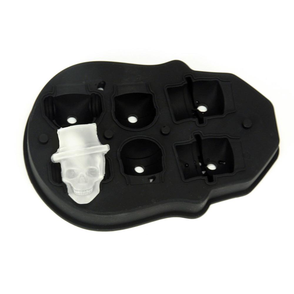 Lebka Tácky na ledové kostky Silikonová 3D DIY forma pro domácí kuchyni Černá měkká