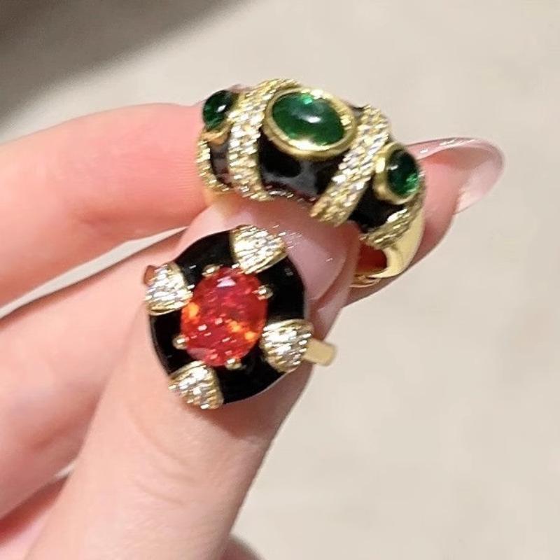 Ruby Luxurious And Crystal Geometric Ring For Women Unique Vintage Gothic Accessory Fashion