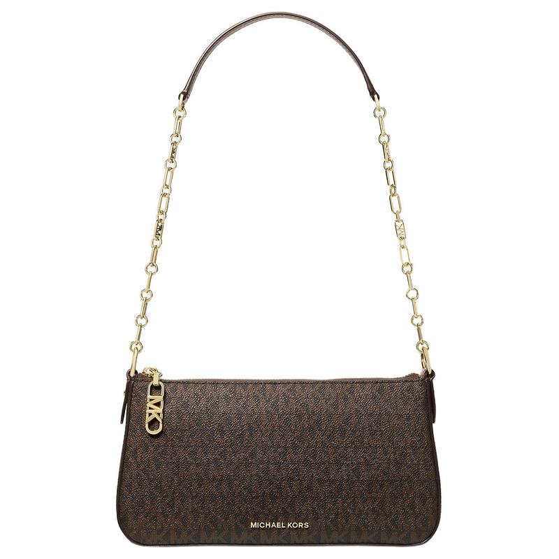 MICHAEL KORS Empire Logo Chain Shoulder Strap Coated Canvas Shoulder Bag Medium Women s Brown коричневый