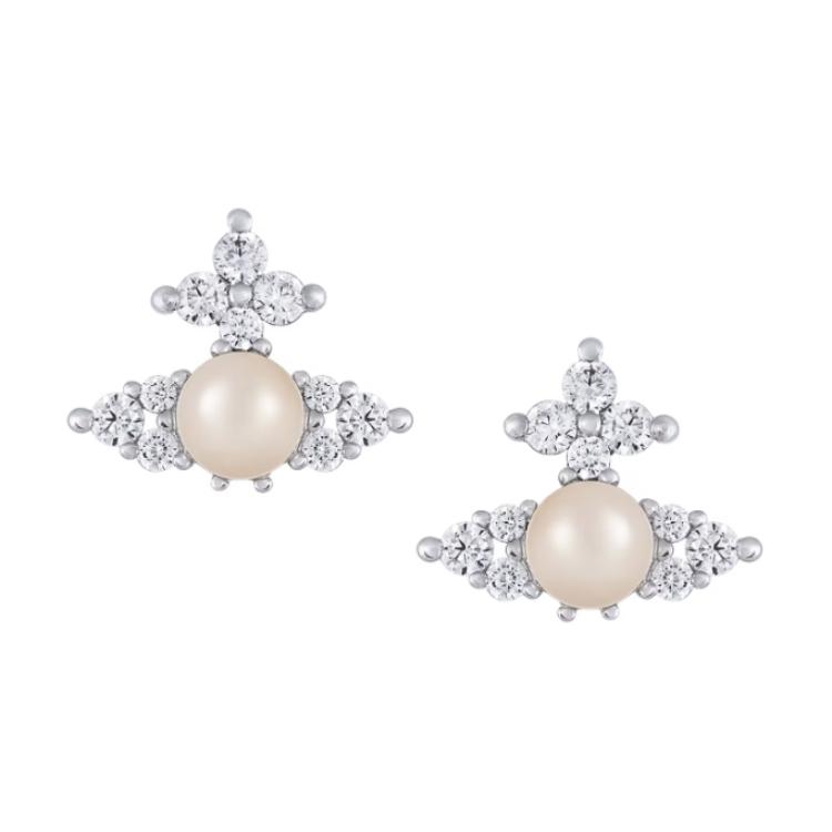 Vivienne Westwood Logo Pattern Earrings Women earrings Silver 6201034Y-02P373 Basic Packaging-Dust Bag+Box