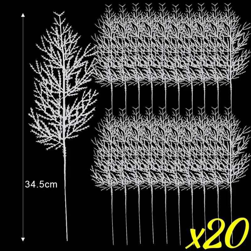 10/60PCS White Artificial Pine Needles DIY Wreath Christmas Tree Fake Plants Ornaments Home Garden New Year Party Decor Supply