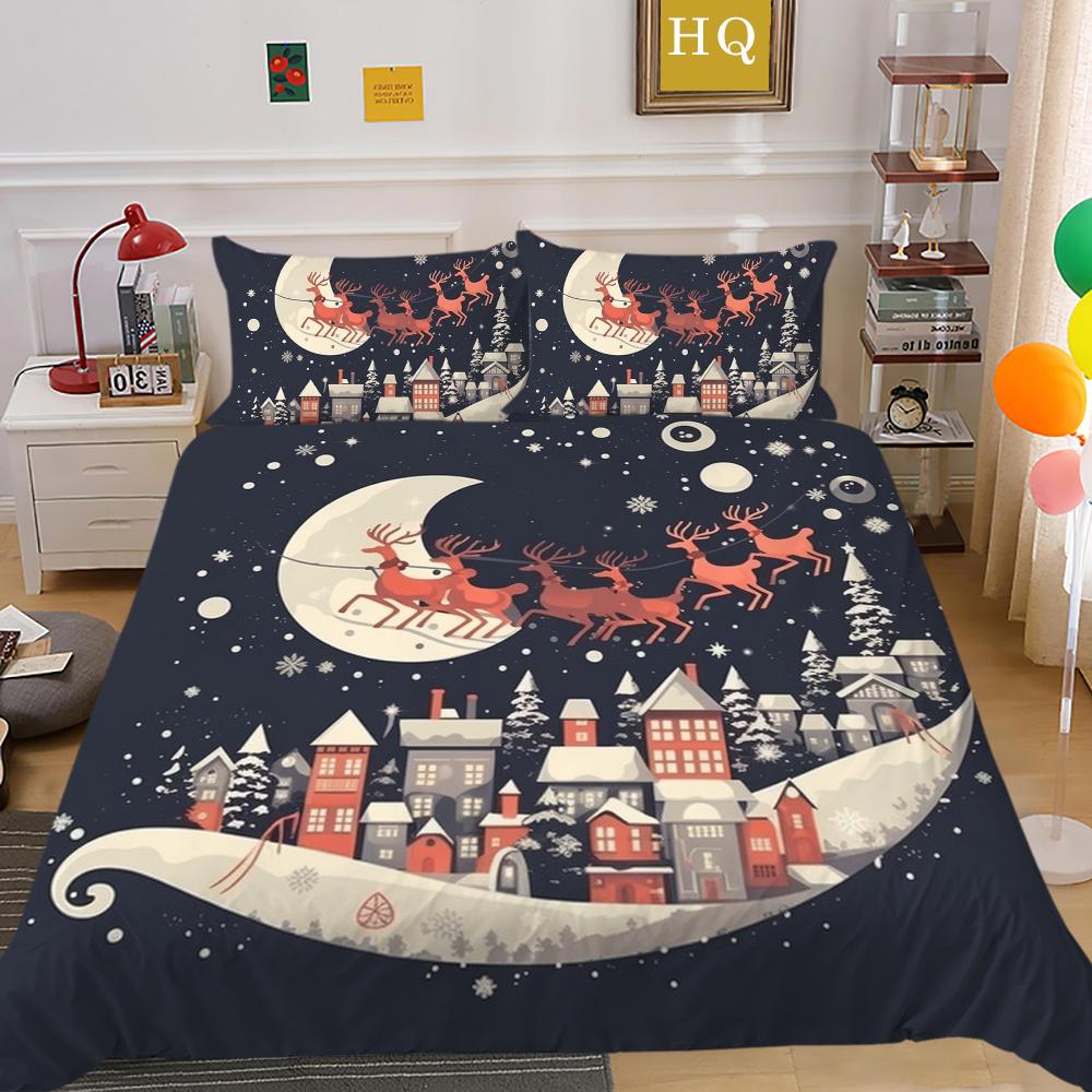 3D Christmas Printing Duvet Cover Set Full Size Microfiber Bedding Set High Ranking Lovely Bedspreads