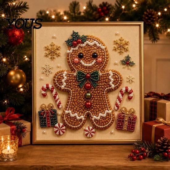 Creative Christmas Gifts for Adults Faux Pearl Art Kit, 20x20cm Xmas Painting DIY Wall Decor Making Kit Sparkling 3D Diamond Craft Adults, Festive
