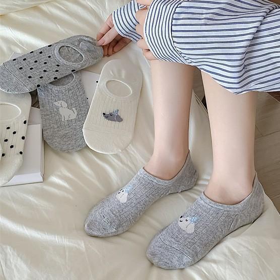 Cartoon Dog Cute Sock Slippers Fashion Summer Invisible No Show Socks Women Silicone Non-slip Japanese Kawaii Low Cut Boat Socks
