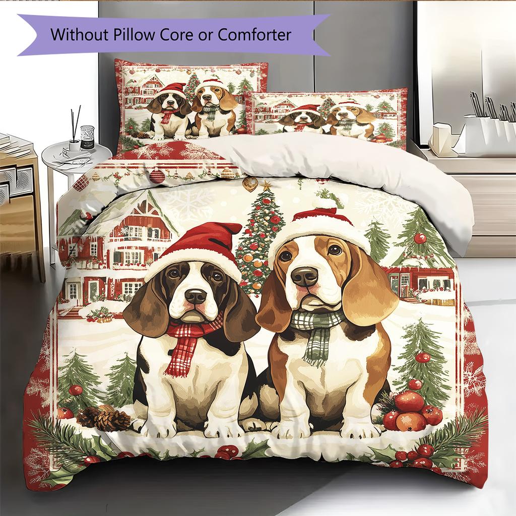Basset Hound Pattern Bedding Home Decoration Birthday Gift (1 * Duvet Cover + 2 * Pillowcase, Without Core)
