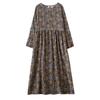 Printed Round Neck Loose Plus Size Long Sleeve Plus Cover Up Dresses