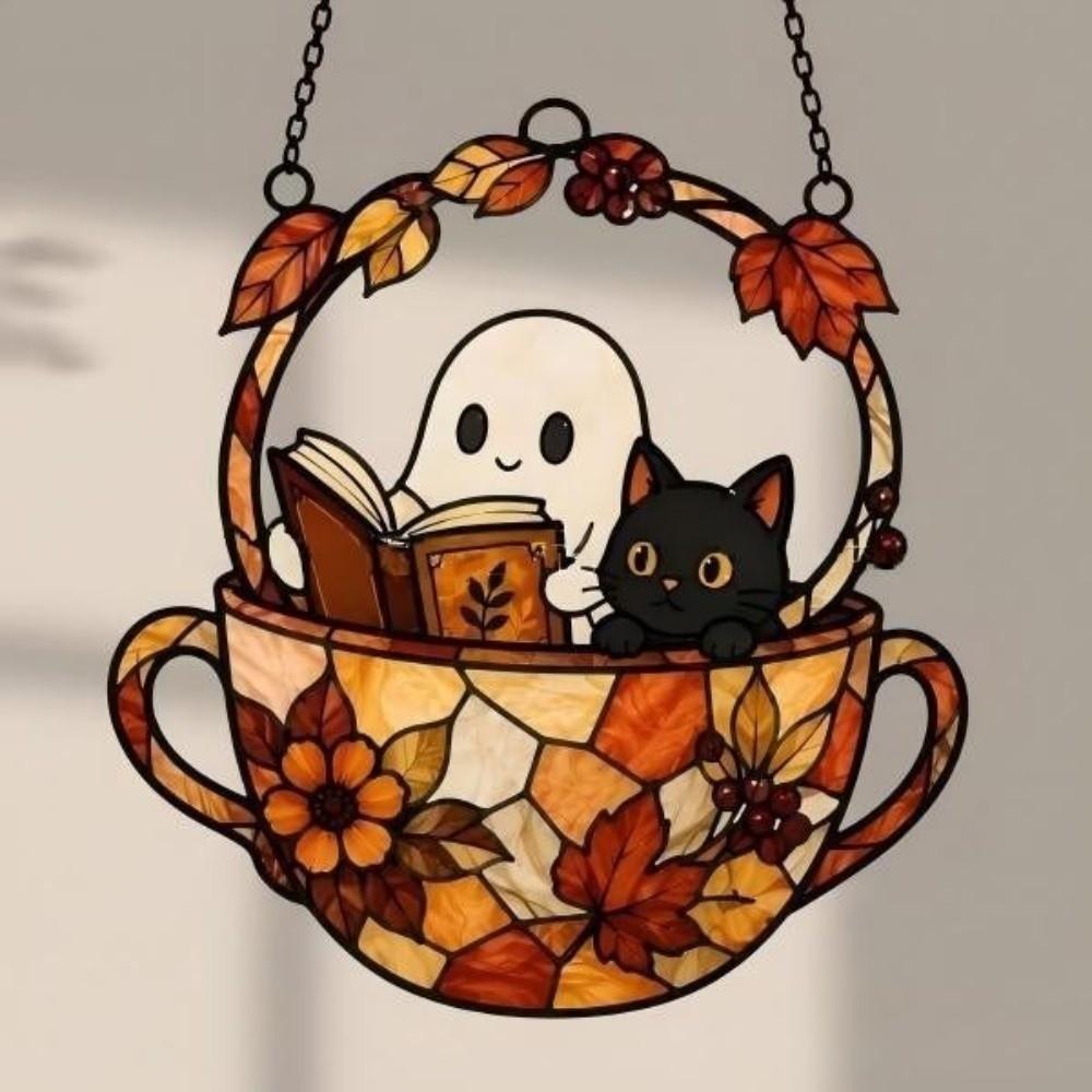Pumpkin Cat Witch Ghost Pendant Decoration Colorful Window Hanging Decoration Balcony
