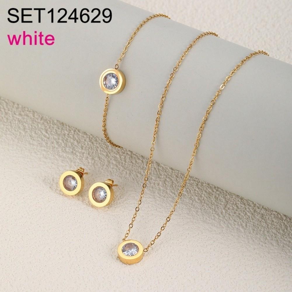 Round Crystal Stainless Steel Bracelet Coloful Moissanite Bracelet  for Gifts