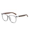 High-End Retro Anti-Blue Light Glasses with Wood Grain Legs and Myopia Plano Lenses