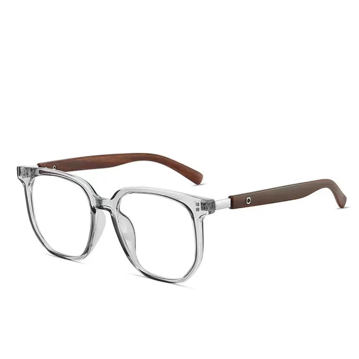 

High-End Retro Anti-Blue Light Glasses with Wood Grain Legs and Myopia Plano Lenses