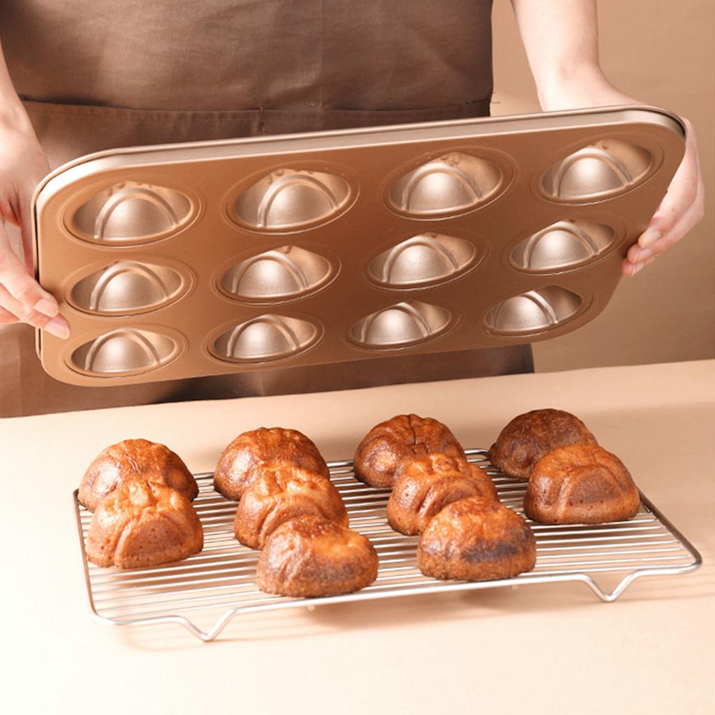 Chestnut Shaped Muffin Cake Pan 12 Hole Antistick Carbon Steel Easy Cleanup Chocolate Pan for Puddings Desserts