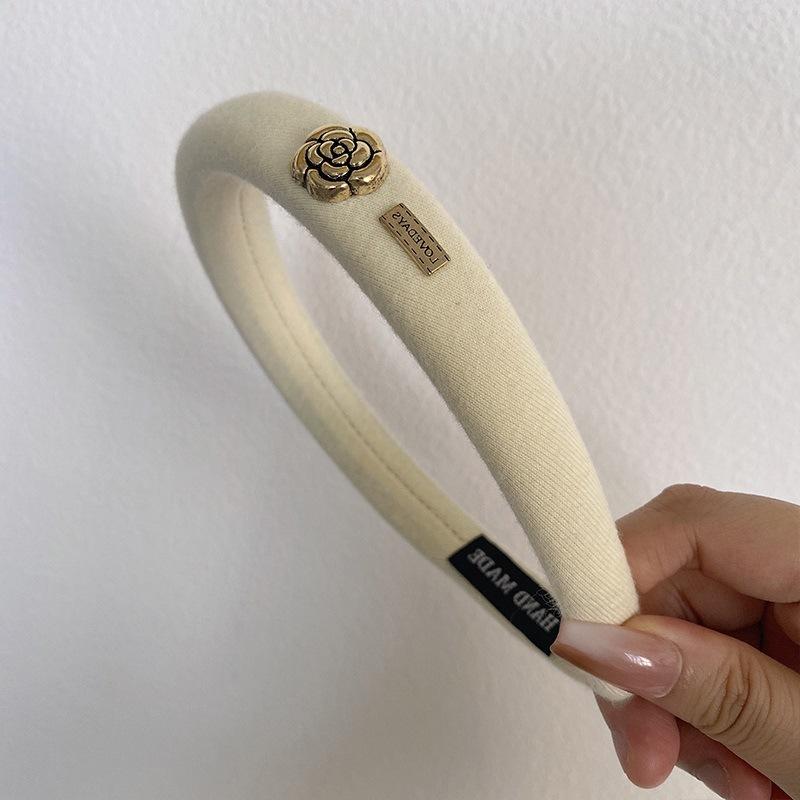 New Fashion Camellia Headband Hair Hoop Hair Bands for Women Korean Elegant Designer Hairband Headwear Hair Accessories