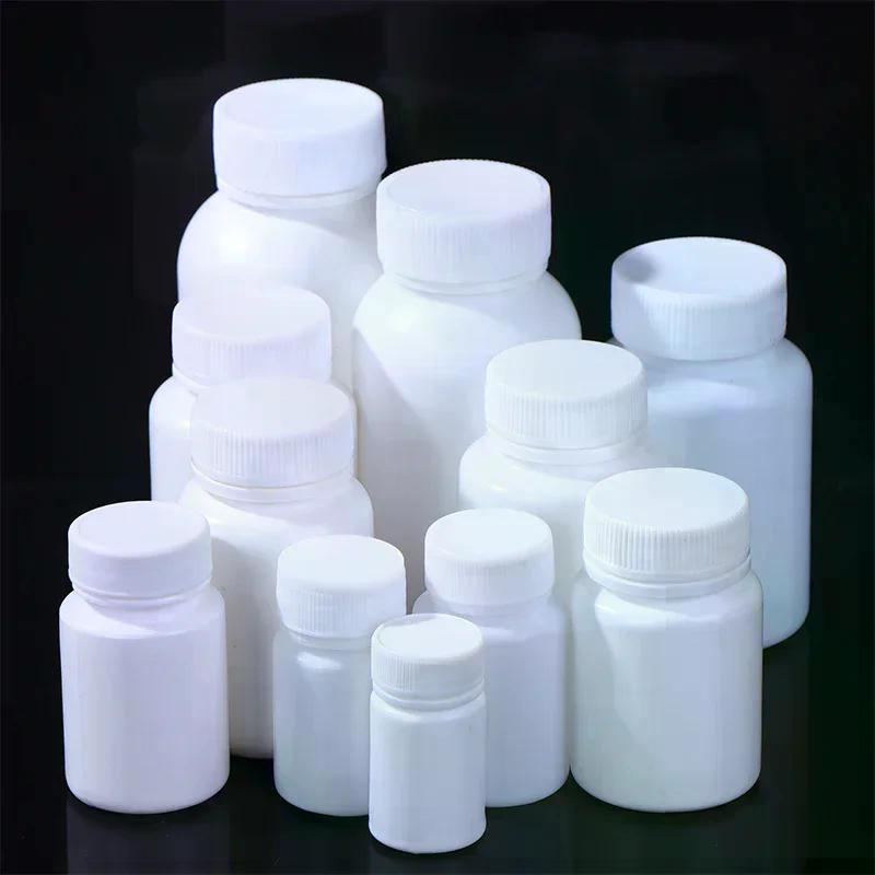 Bouteille à Médicaments en Plastique PE de Qualité Alimentaire 15-180ML Bouchon à Vis Blanc Boîte à Pilules Contenant de Rangement Pour Pilules Cosmétiques Emballage Alimentaire Porte-