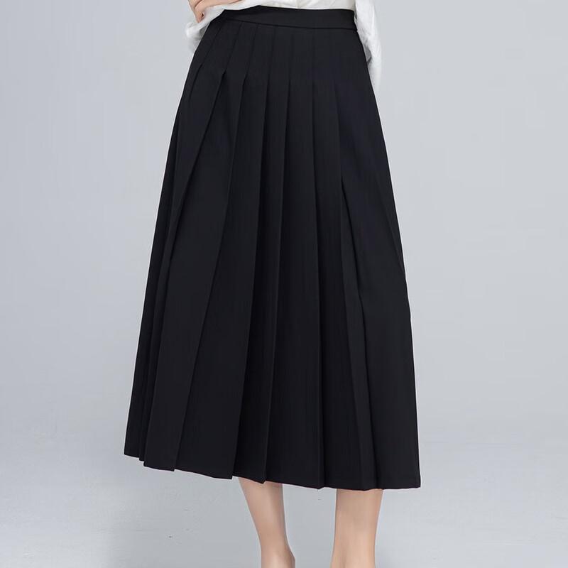 Qishuo Intellectual Style Pleated Mid-Length Skirt XL