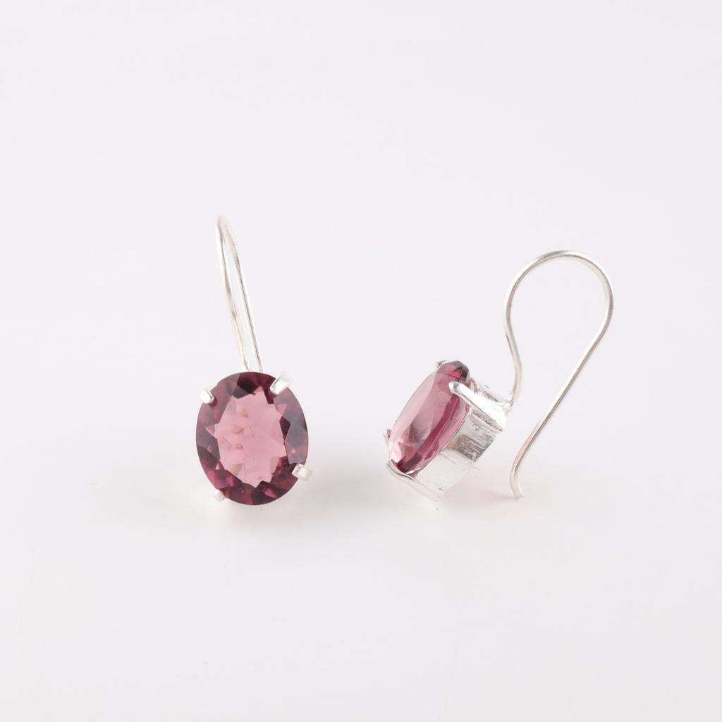 Rhodolite Gemstone 925 Sterling Silver Jewelry Earrings 1.05" For Birthday Gift EE-173-8