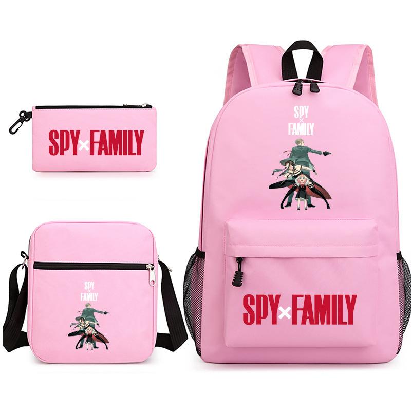 Spy Play House, Animation Periphery Backpack Student Schoolbag Satchel Pencil Case Three-Piece Set