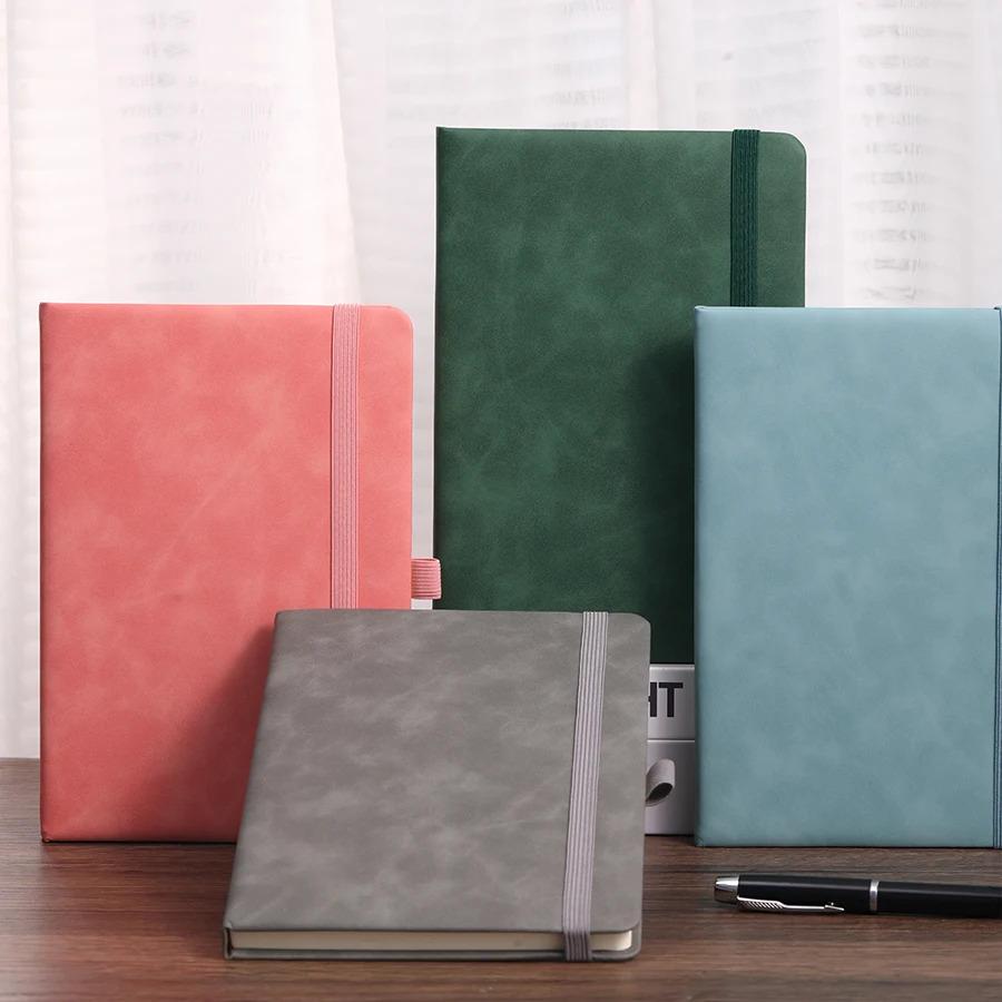 Vintage A5 Leather Strap Notebook with Leather Notebook Cover, Personalized Soft Cover, and Bookmark, Perfect for Business