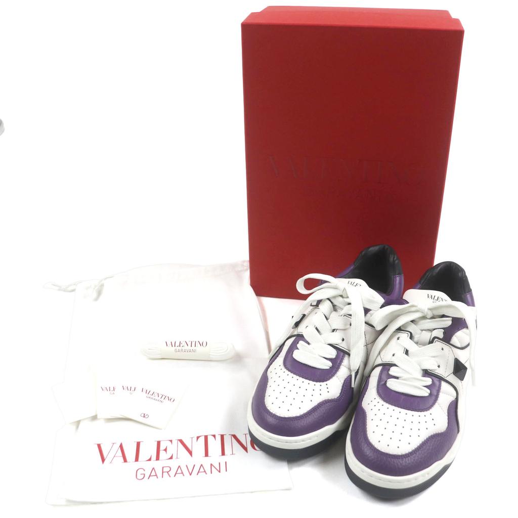 Pristine Valentino Garavani sneakers One Stud Purple white leather mens 40 XY2S0E71 Used