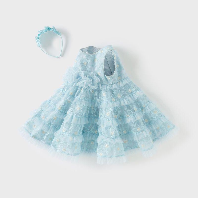 David Bella Girls  Dress Children s Stylish Dress 2026 New Summer Fashion Vest Dress for Older Children Light Blue [Ready Stock] 150