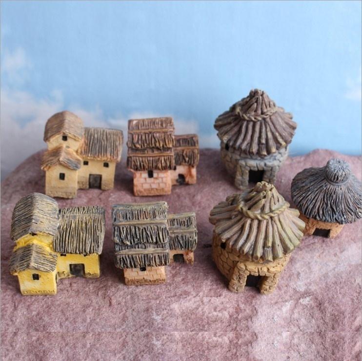 1 Pcs Stone House Cartoon House Miniature Ornament Resin Bonsai Dollhouse Fairy Garden Decoration