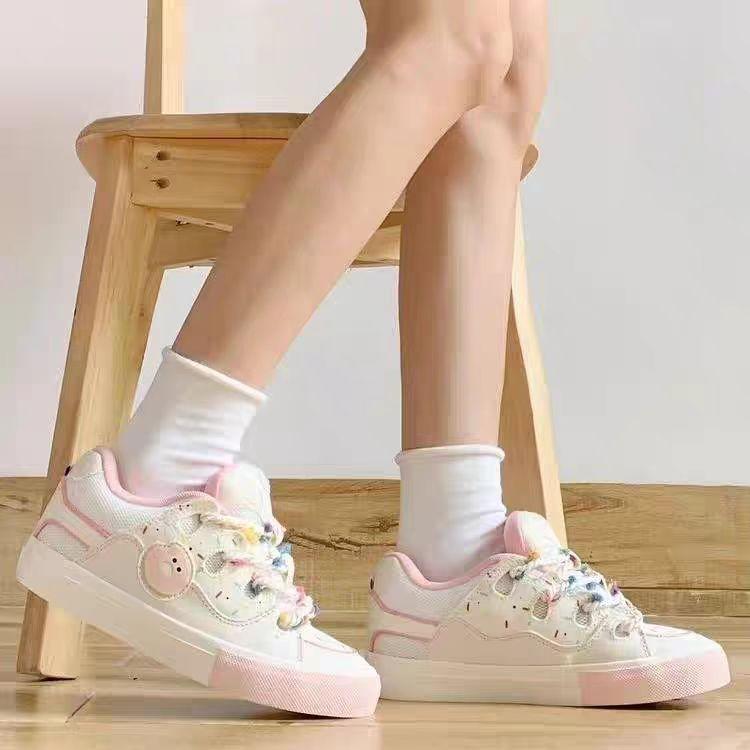 College Style Cute Strawberry Bread Shoes Women's Tide Niche Design Versatile Casual Board Shoes Spring New