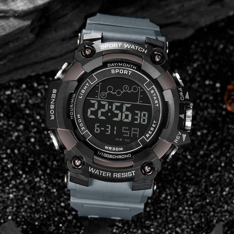 Men Military Watches New Fashion Casual LED Digital Outdoor Sports Waterproof Luminous Round Dial Electronic Wrist Watch
