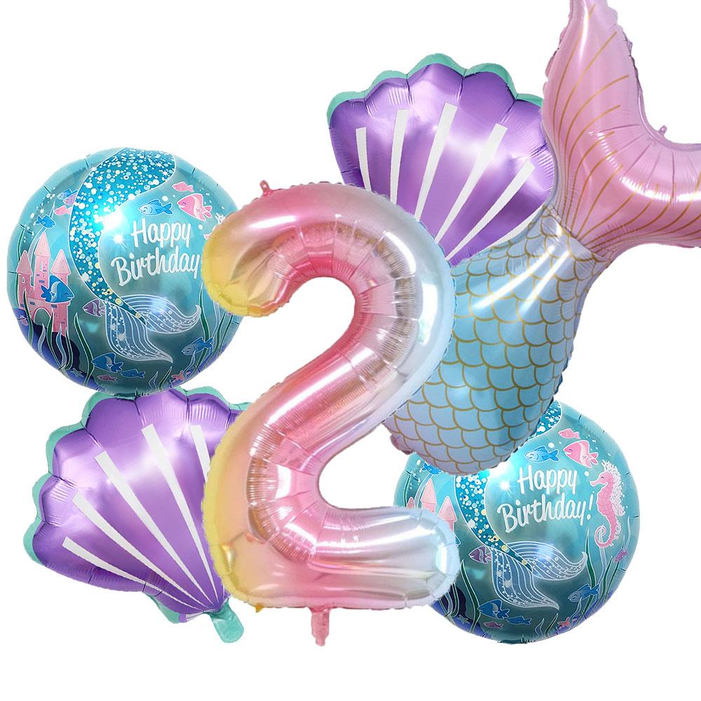 Mermaid Balloon 32 inch Digital Aluminum Foil Balloon Children's Birthday Party Decoration Baby Shower Decoration