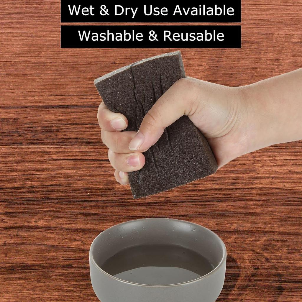 20 Pcs Sanding Sponge, 120 Grit Reusable Sanding Blocks for Wood & Metal Polishing and Kitchenware Cleaning