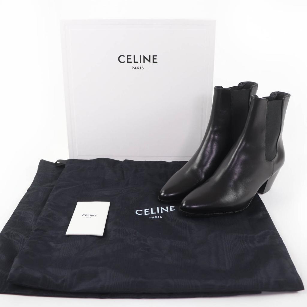 Excellent CELINE short boots Jacno side-gore leather Chelsea boots 37 327653002C Used