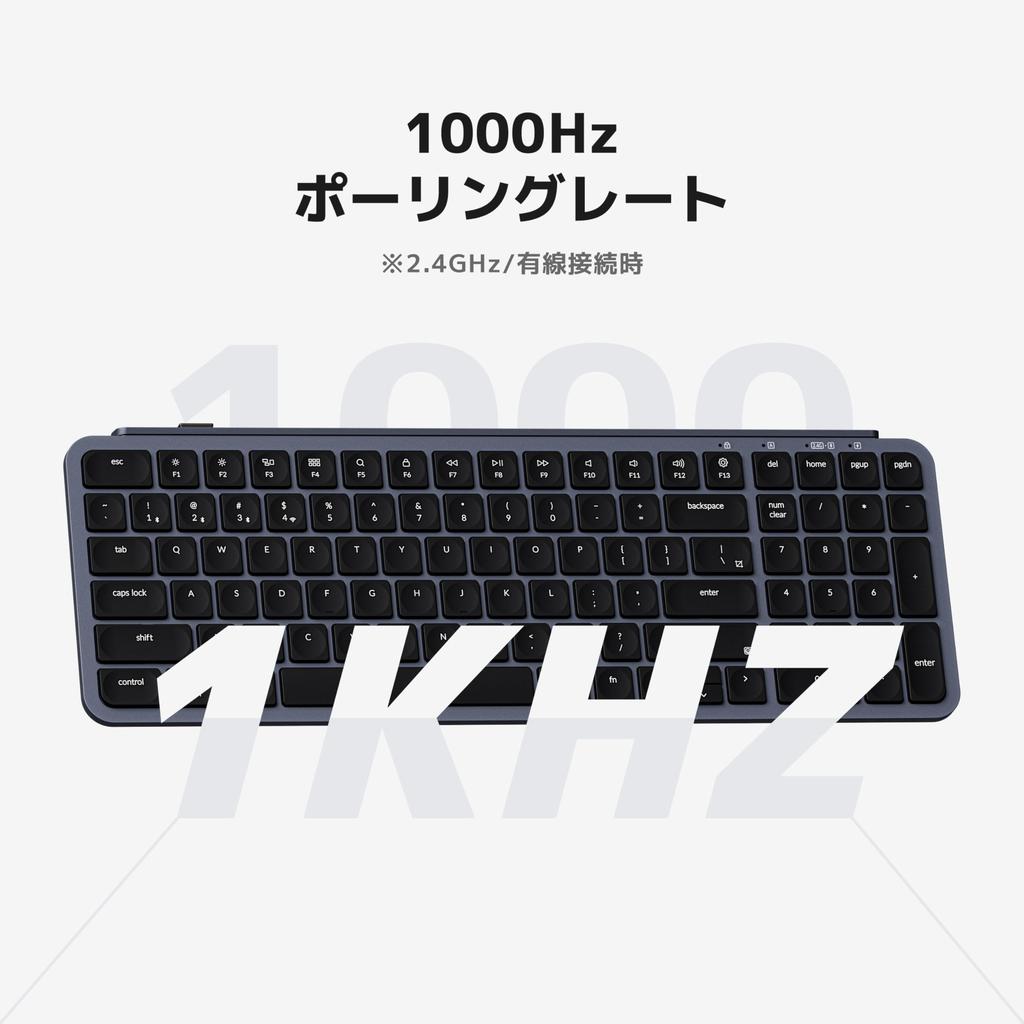 Keychron B2 Pro Wireless Keyboard with Numeric US ZMK Launcher Space Gray Ultra-Slim 96% Bluetooth/2.4GHz Keypad, Layout, Compatible,