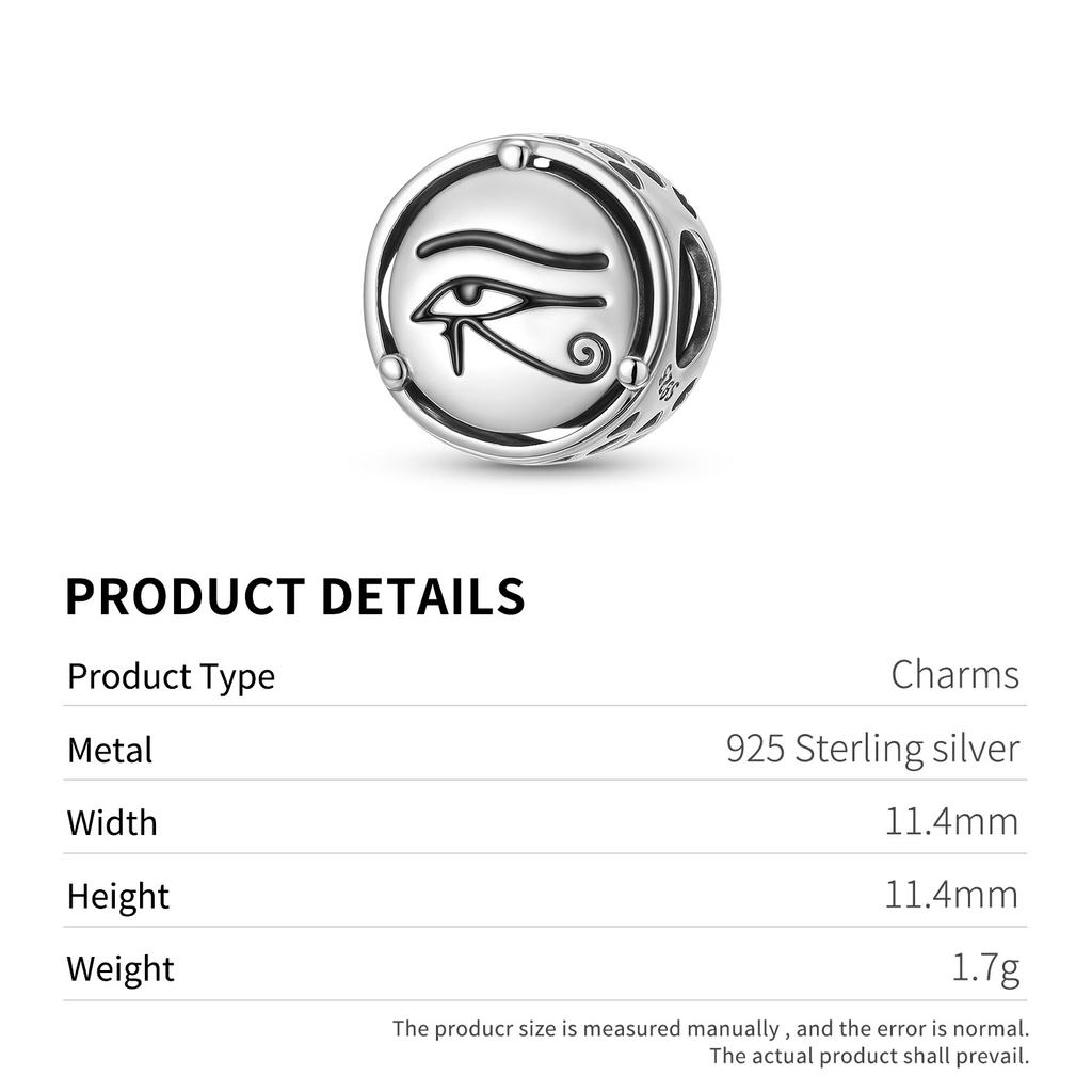 The Eye of Horus Eye of Horus Beaded S925 Sterling Silver Hollow Bracelet DIY Jewelry Accessories