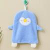 Cartoon Embroidered Coral Fleece Hand Towel with Strong Water Absorption, Thickened Hanging Style for Kitchen Use.