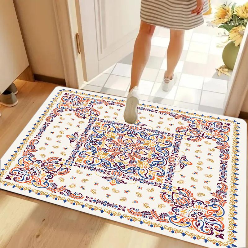 Bohemian Ethnic Air Cushion Vintage Vine Printed Carpet Living Room Bedroom Farmhouse Decoration Carpet