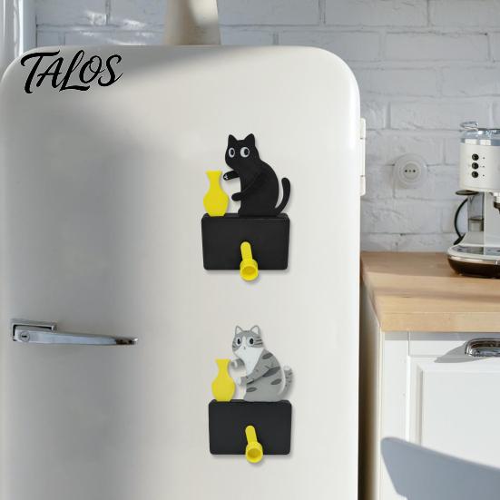 Talos Cat Pushing Vase Refrigerator Magnet, 3D Printed Whiskers Holder Pet Memorial Keepsake Decoration, Gift for Cats Lovers
