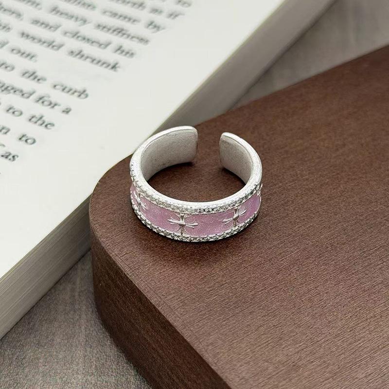 Yunjian Streamer Sweet Wind Niche Design Butterfly Flower Ring Female Enamel Hollow Stacked Ring Tide