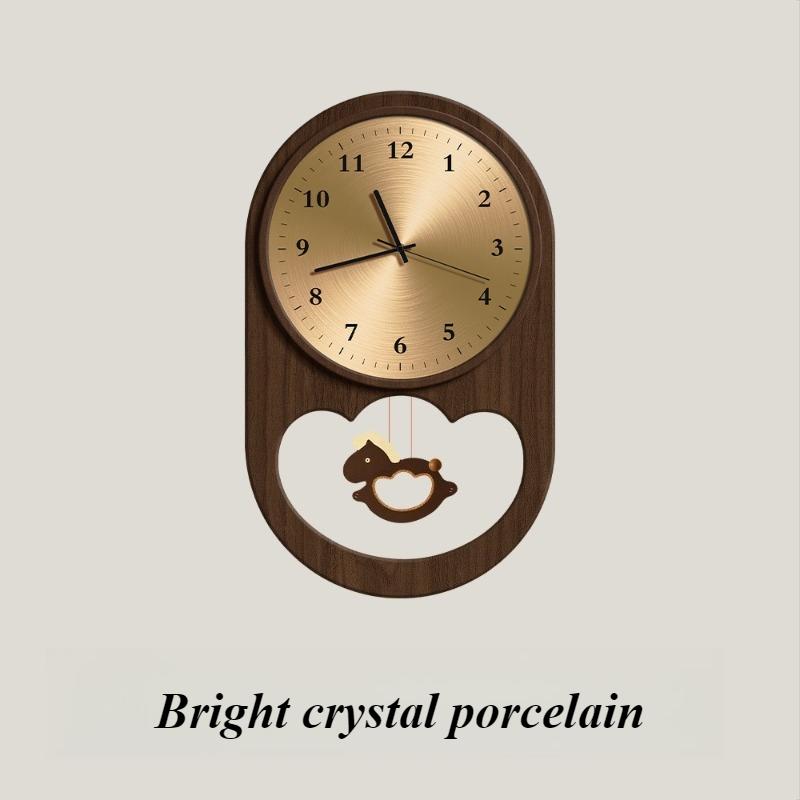 Living Room Wall Clocks Light Luxury Wooden Wall Watch Simple Silence Swing Clocks Entrance Modern Decoration Accessories